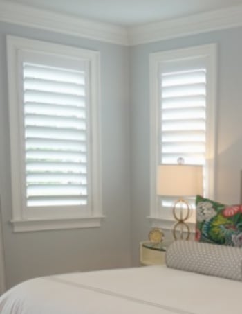 Plantation shutters with hidden tilt rods in San Diego